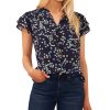 CeCe Women's Split-Neck Flutter-Sleeve Printed Blouse