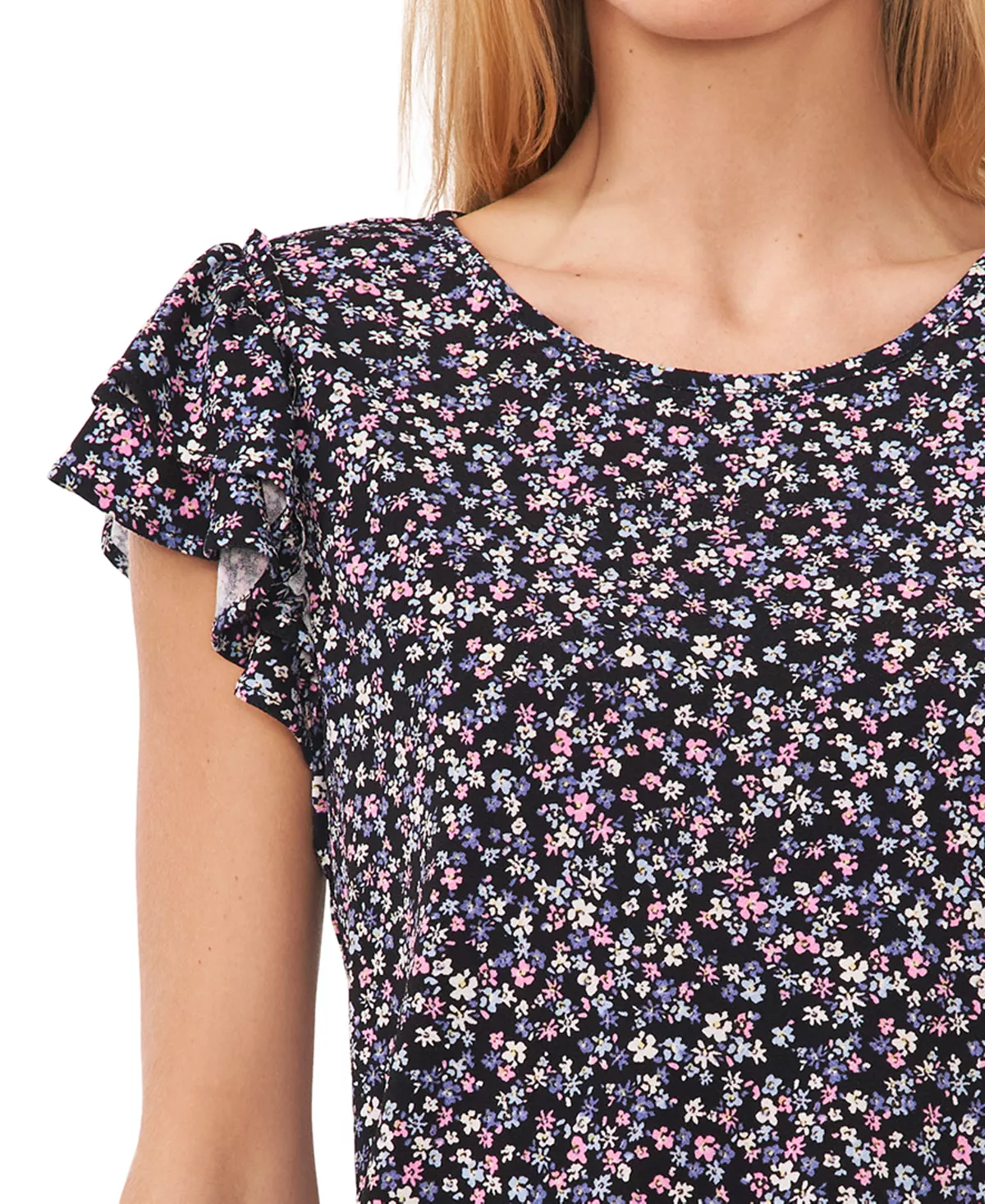 Women's Floral-Print Double-Ruffle Sleeve Top CeCe Women's Floral-Print Double-Ruffle Sleeve Top -CeCe cloth-shop