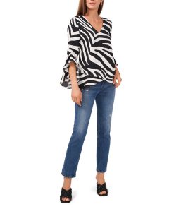 Vince Camuto Women's Flutter Sleeve Zesty Zebra Blouse -CeCe cloth-shop 23755939 fpx