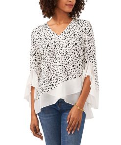 Vince Camuto Women's Flutter Sleeve V-Neck Animal Print Top