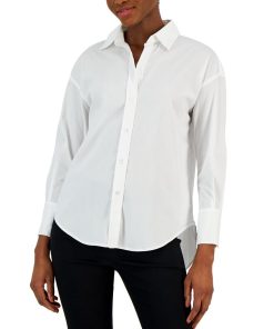 Anne Klein Women's Open-Collar Blouson-Sleeve Shirt