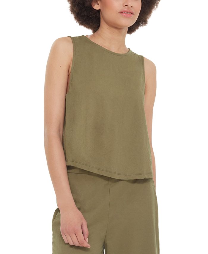 Women's Round-Neck Back-Slit Tank Top Black Tape Women's Round-Neck Back-Slit Tank Top -CeCe cloth-shop