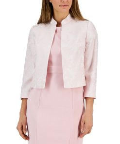 Kasper Women's Floral Jacquard Open-Front 3/4-Sleeve Jacket -CeCe cloth-shop 23776301 fpx
