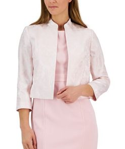 Kasper Women's Floral Jacquard Open-Front 3/4-Sleeve Jacket -CeCe cloth-shop 23776558 fpx