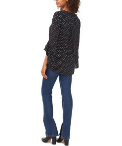 Vince Camuto Women's Printed V-Neck Flutter Sleeve Top -CeCe cloth-shop 23776633 fpx