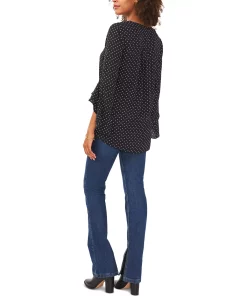 Vince Camuto Women's Printed V-Neck Flutter Sleeve Top -CeCe cloth-shop 23776633 fpx