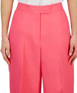 Anne Klein Women's Linen High Rise Wide-Leg Asymmetrical-Fly Pants -CeCe cloth-shop 23777177 fpx