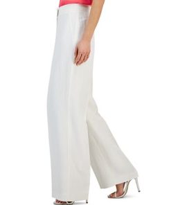 Anne Klein Women's Asymmetrical-Fly Wide-Leg High Rise Pants -CeCe cloth-shop 23777181 fpx