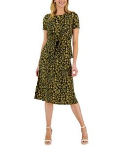 Kasper Women's Botanical-Print Twist-Front Top -CeCe cloth-shop 23777407 fpx