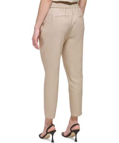 Calvin Klein Women's Cropped Linen Pants -CeCe cloth-shop 23778076 fpx