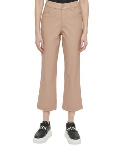 DKNY Women's Faux-Leather Cropped Ankle Pants