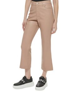 DKNY Women's Faux-Leather Cropped Ankle Pants -CeCe cloth-shop 23801951 fpx