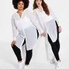 Bar III Semi-Sheer Tunic Blouse, P/XS-4X, Created For Macy's