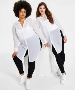 Bar III Semi-Sheer Tunic Blouse, P/XS-4X, Created For Macy's