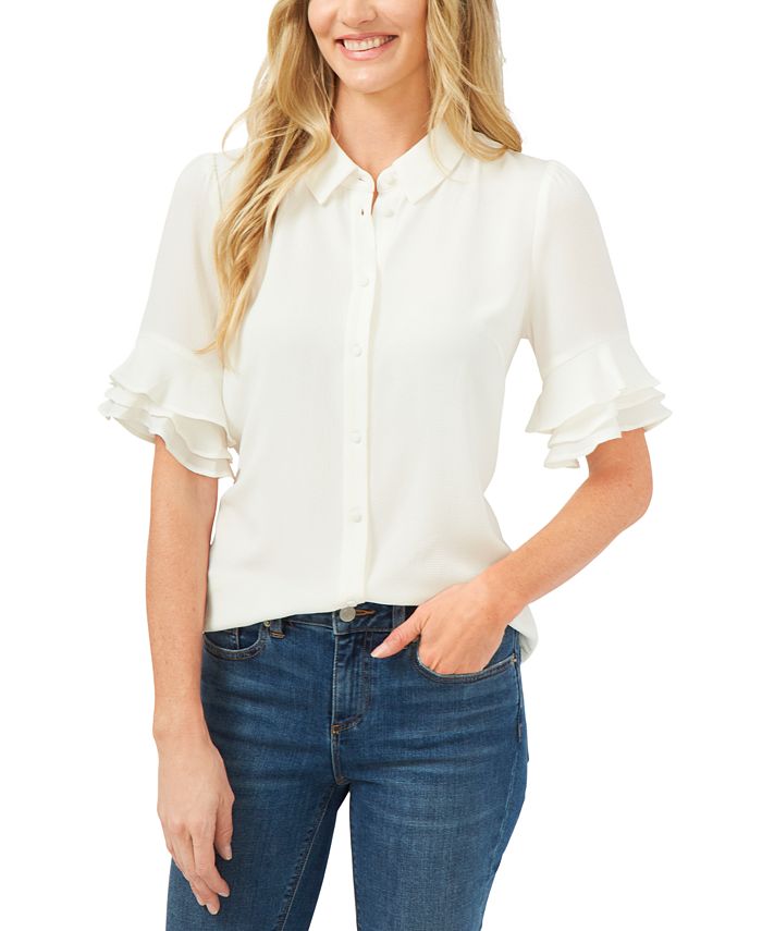 Ruffle-Sleeve Shirt CeCe Ruffle-Sleeve Shirt -CeCe cloth-shop