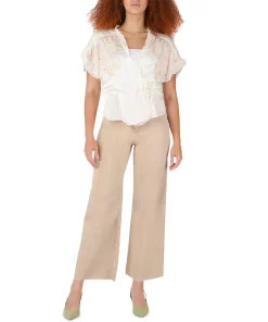 Black Tape Women's Embroidered Tie-Front Wrap Top -CeCe cloth-shop 23807348 fpx