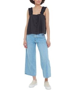 Black Tape Women's Ruffled-Strap Button-Front Camisole -CeCe cloth-shop 23807570 fpx