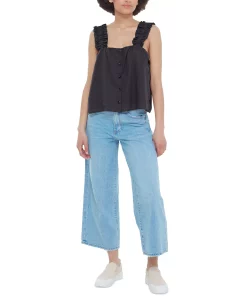 Black Tape Women's Ruffled-Strap Button-Front Camisole -CeCe cloth-shop 23807570 fpx