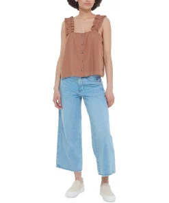 Black Tape Women's Ruffled-Strap Button-Front Camisole -CeCe cloth-shop 23807574 fpx