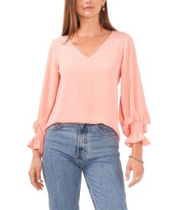 Vince Camuto Women's Bubble-Sleeve V-Neck Blouse