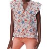 Sam Edelman Women's Printed Rey Cotton Pleat-Sleeve Top