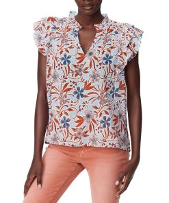 Sam Edelman Women's Printed Rey Cotton Pleat-Sleeve Top