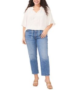 Vince Camuto Plus Size Pleated Size Split-Neck Blouse -CeCe cloth-shop 23939303 fpx