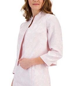 Kasper Women's Floral Jacquard Open-Front 3/4-Sleeve Jacket -CeCe cloth-shop 23942481 fpx