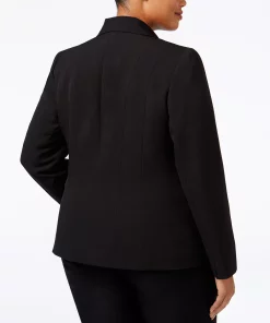 Kasper Plus Size Crepe One-Button Blazer 15 Kasper Plus Size Crepe One-Button Blazer -CeCe cloth-shop 3939625 fpx