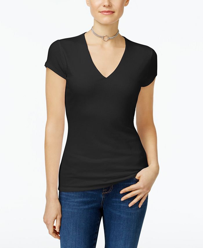 Women's Ribbed V-Neck Top, Created For Macy's INC International Concepts Women's Ribbed V-Neck Top, Created For Macy's -CeCe cloth-shop