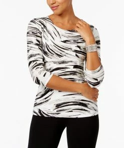 JM Collection Printed Jacquard Top, In Regular And Petite, Created For Macy's