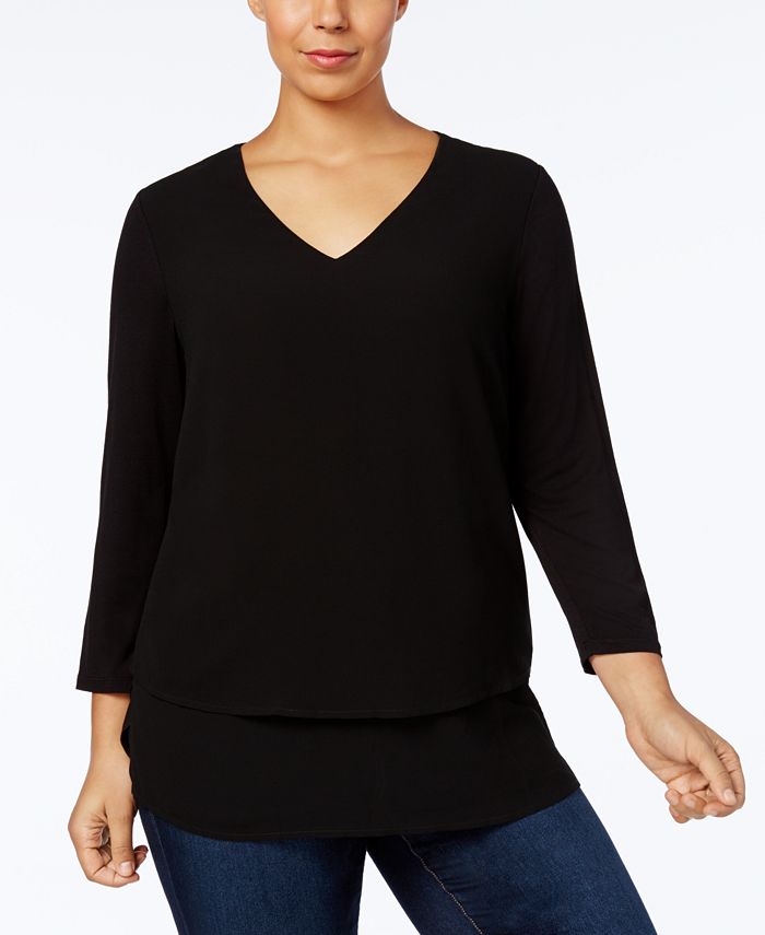 Plus Size Layered-Look Tunic Top Michael Kors Plus Size Layered-Look Tunic Top -CeCe cloth-shop