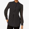 Anne Klein Sheer Dot-Print Blouse