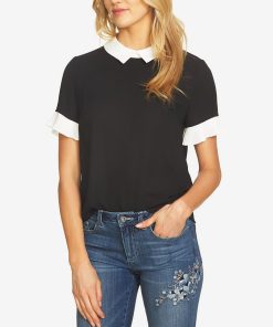 CeCe Olorblocked Collared Blouse