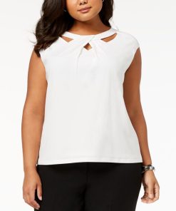 Kasper Plus Size Crossover Cutout Top