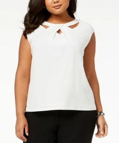 Kasper Plus Size Crossover Cutout Top